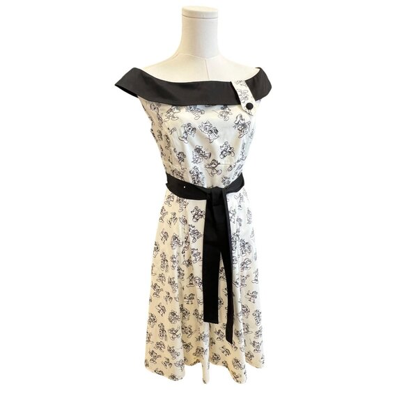 Disney Dresses & Skirts - Disney 90th Birthday Mickey Mouse Dress Black & White Off-Shoulder Retro Style S